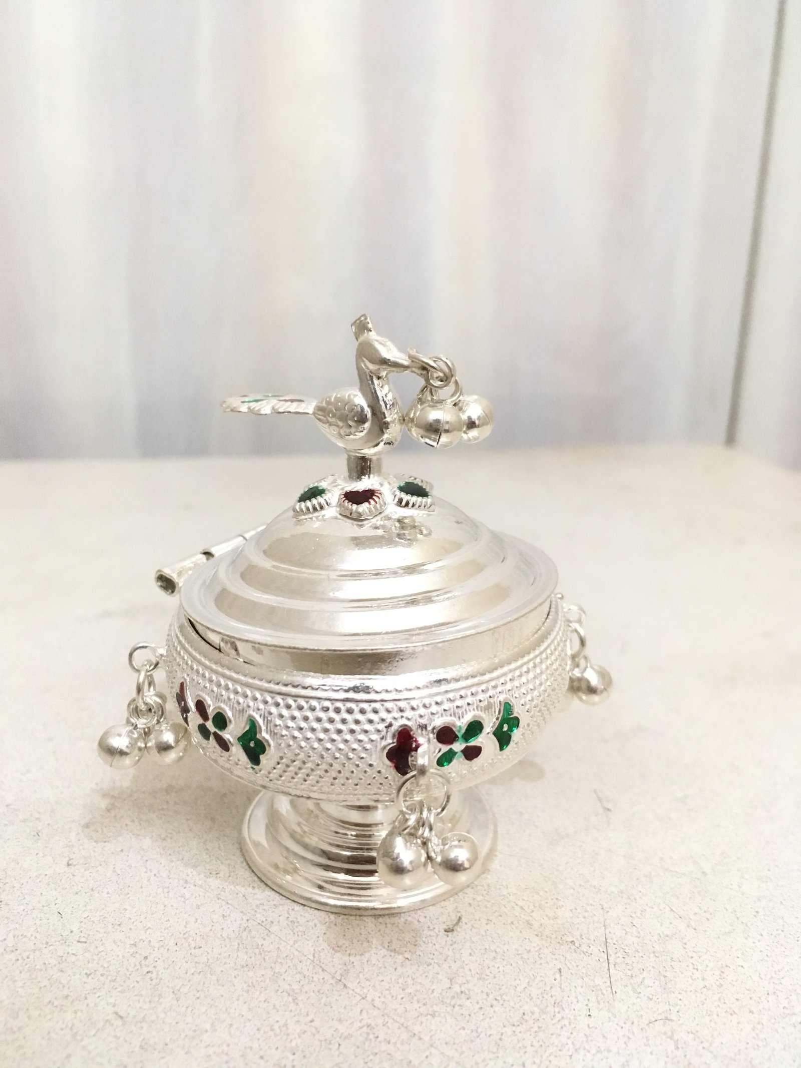 Silver Peacock Kungumam